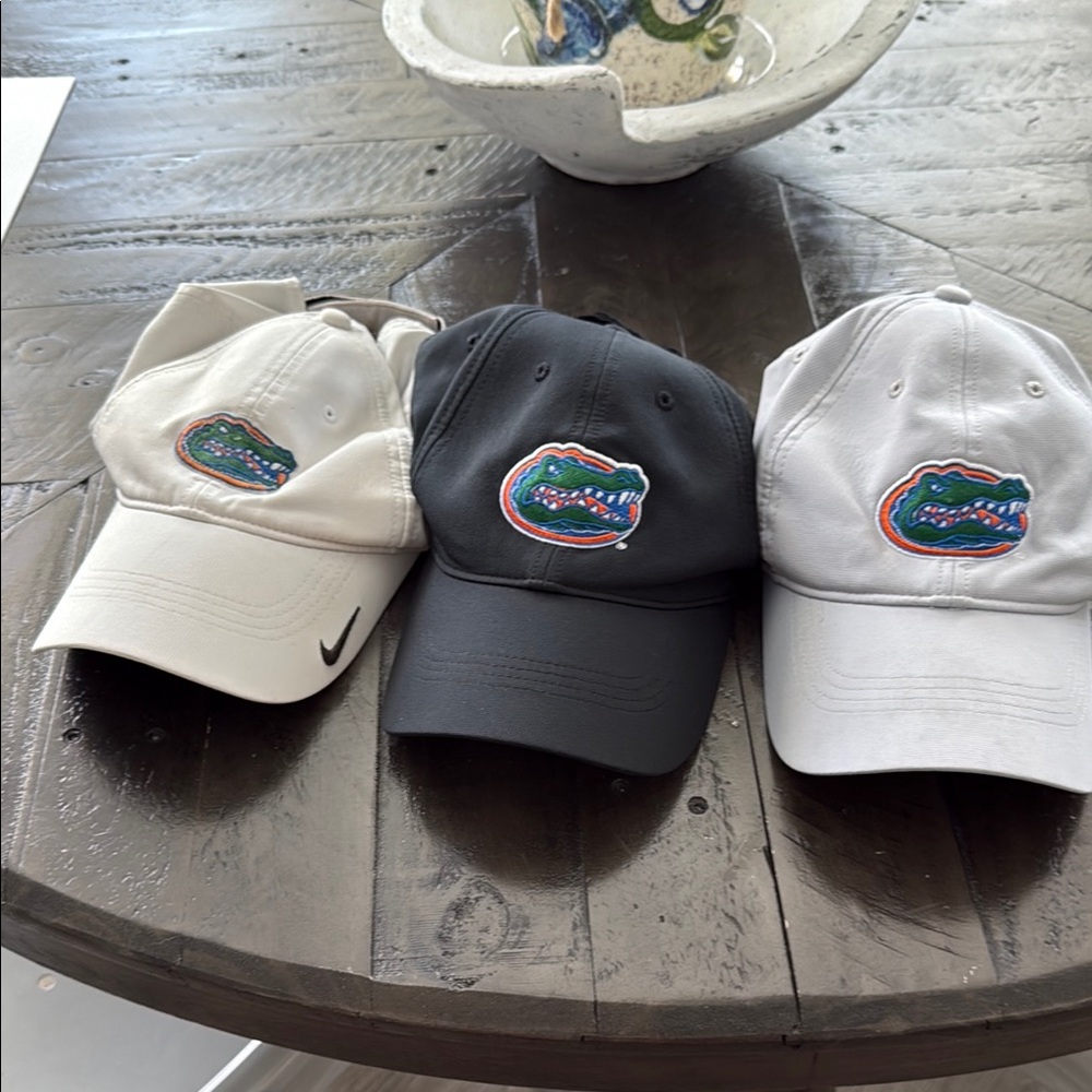 Nike Florida Gators Caps in Cream, Black, and Gray